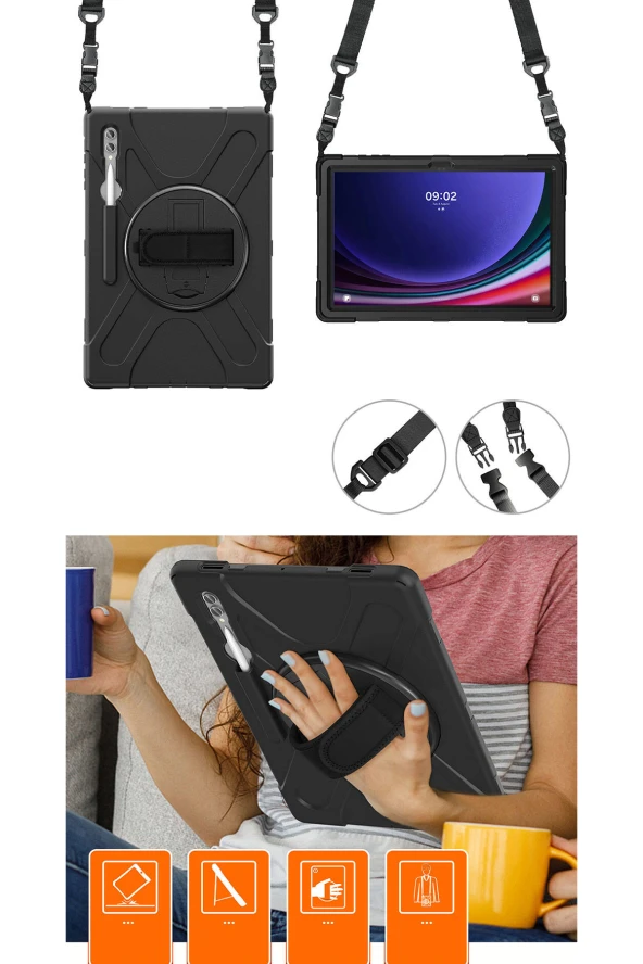 Galaxy Tab S9 Ultra 14,6 İnç Uyumlu Fuchsia Defender Silikon Tablet Kılıfı - Resim 7