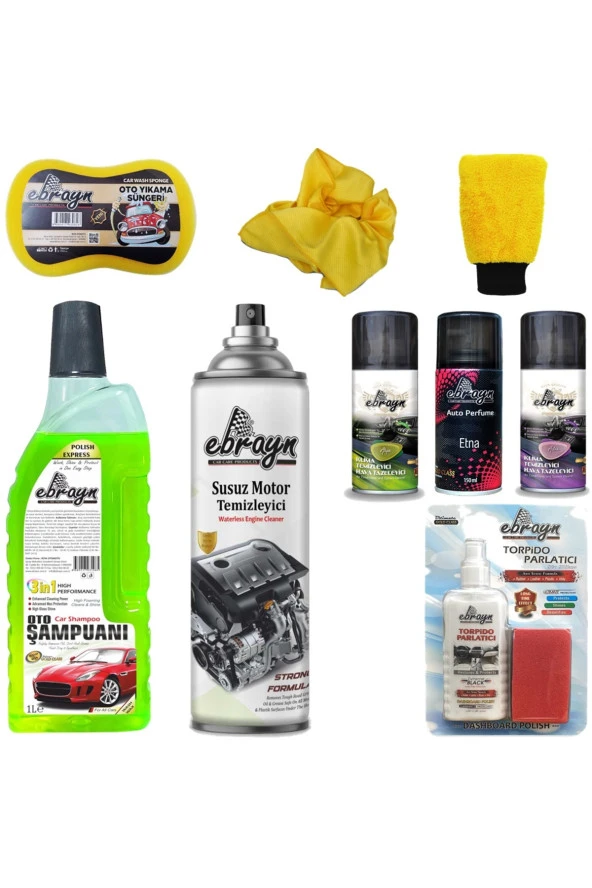 Caraks Susuz Motor Temizleyici Oto Şampuan Ebrayn -Paket İçeriği Ürün Açıklamalarında Bulunmaktadır-9 Parça
