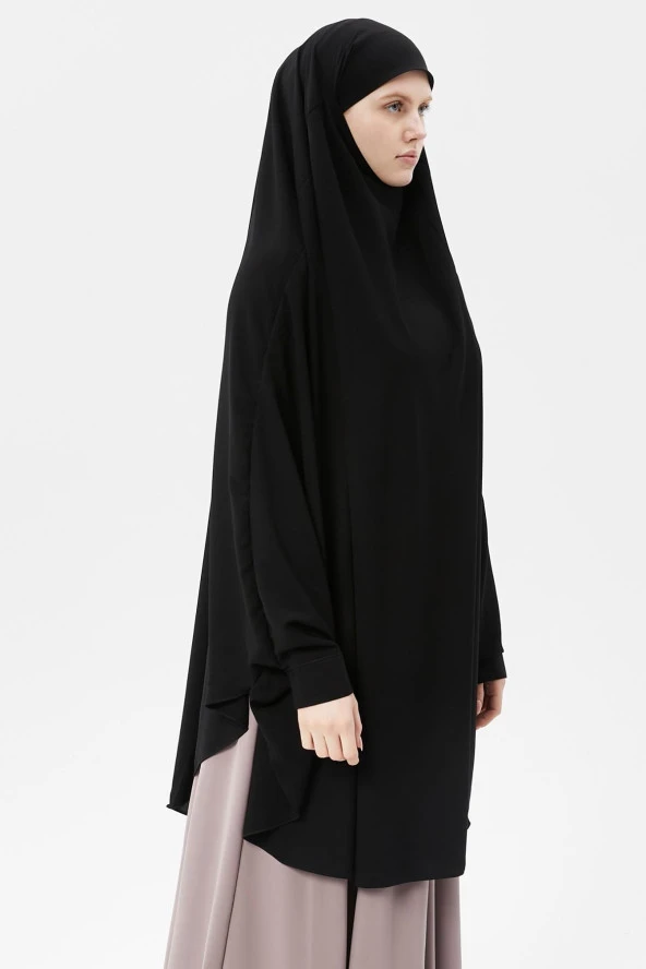 Kadın Tesettür Medine İpeği Çarşaf Üstü Peçeli Sufle Hijab - Resim 3