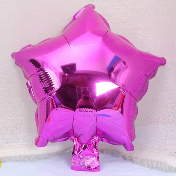10 İnç Mini Yıldız Folyo Balon Fuşya 5 Adet