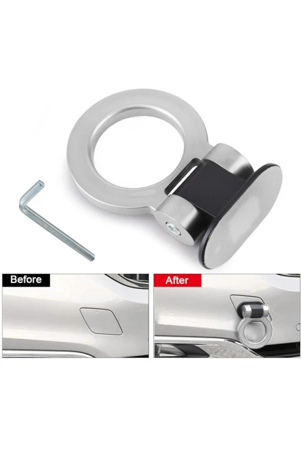 Caraks Araç Çeki Demiri Aparatı Emitasyon Plastik Yapıştırma Çeki Demiri Süsü Gri Renk 1 Adet - caraks - Resim 3