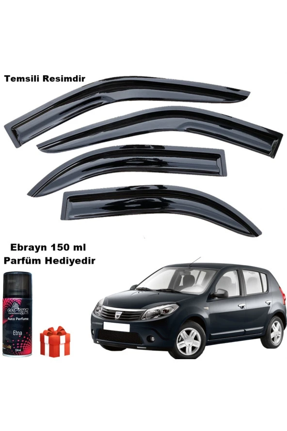 Caraks Dacia Sandero Mügen Cam Rüzgarlığı 2008-2012 Arası 4 Lü Takım Koku Hediyeli ürün görseli
