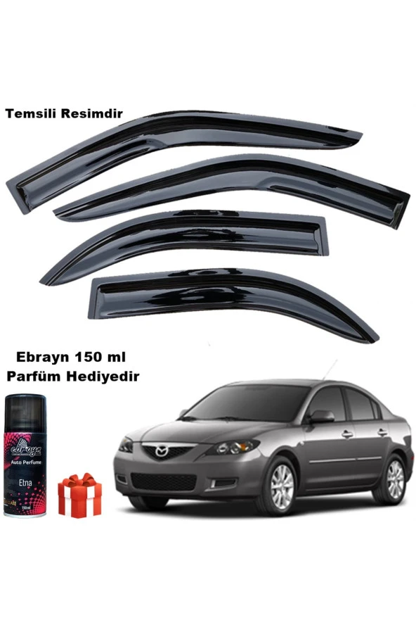 Caraks Mazda 3 Mügen Cam Rüzgarlığı Sedan 2003-2009 Arası 4 Lü Takım Koku Hediyeli ürün görseli 1