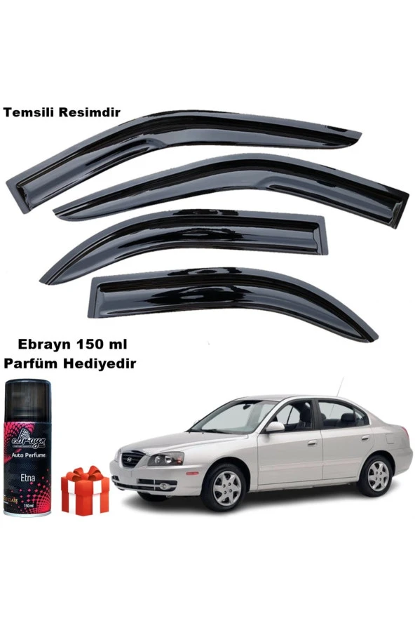 Caraks Hyundai Elantra Mügen Cam Rüzgarlığı 2001-2007 Arası 4 Lü Takım Koku Hediyeli - 1