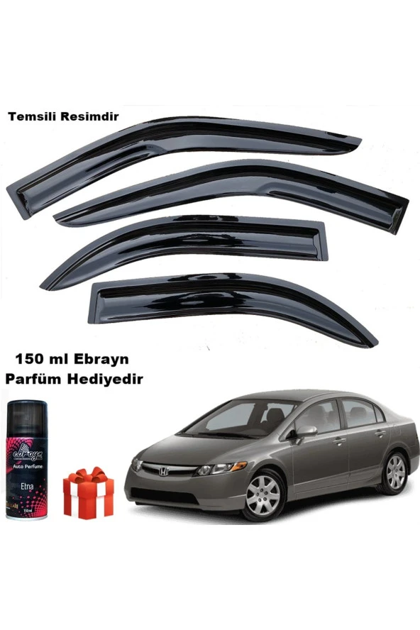 Caraks Honda Civic Mügen Cam Rüzgarlığı 2007 - 2012 Arası 4 Lü Takım Koku Hediyeli