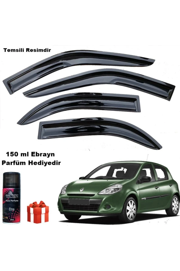 Caraks Renault Clio 3 hb Mügen Cam Rüzgarlığı 2006-2012 Arası 4 Lü Takım Koku Hediyeli - 1