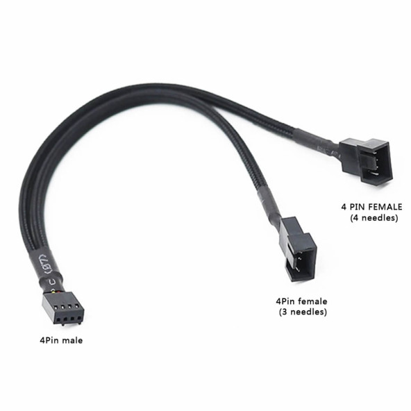 1 to 2 Çoğaltıcı 25cm Fan Uzatma Kablosu Y Tip 4 Pin 3 Pin Bilgisayar Kasa Anakart Ekran Kartı - 4