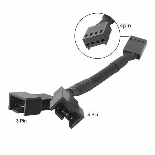 1 to 2 Çoğaltıcı 25cm Fan Uzatma Kablosu Y Tip 4 Pin 3 Pin Bilgisayar Kasa Anakart Ekran Kartı - 8