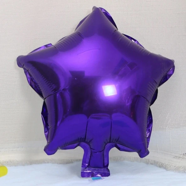 10 İnç Mini Yıldız Folyo Balon Mor 5 Adet