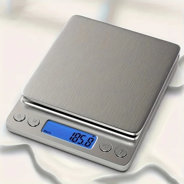 Pratik Dijital Hassas Mutfak Terazisi Hassas Tartı 2000 Gr./0.1 Gr. Hassasiyet - 3