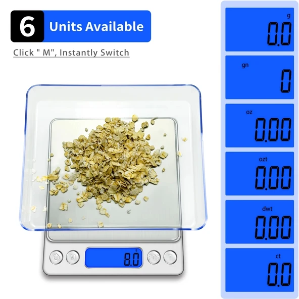 Pratik Dijital Hassas Mutfak Terazisi Hassas Tartı 2000 Gr./0.1 Gr. Hassasiyet - 10