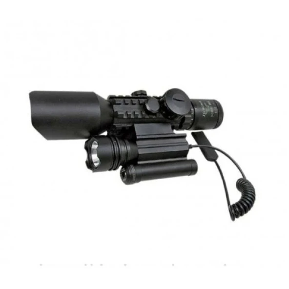 3-10x42  Zoomlu Av Tüfeği Dürbünü Tüfek Lazeri Zenon Fenerli M9