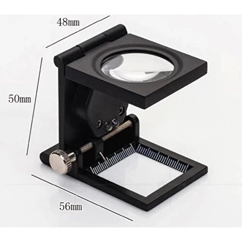 -28x28 Mm Katlanır Sayaçlı Metal Lüp, 2 LED Işıklı Büyüteç Tekstil Th9005A - 2
