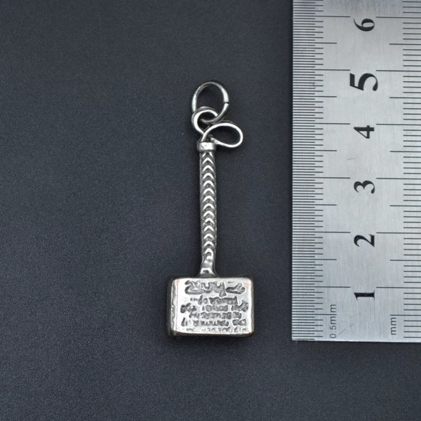 Thor Çekici Kolye Ucu - Antik Gümüş Kaplama - Kod:18 - Resim 3