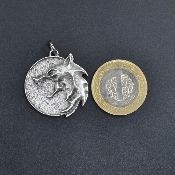 Witcher 3 Madalyon Kolye Ucu - Antik Gümüş Kaplama - Kod:15 - Resim 4