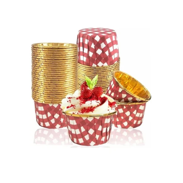 Dolphin Muffin Kağıt Karton Altın Kırmızı Cupcake Kek Kalıbı Kapsülü Kabı - 25 Adetlik 1 Paket - Resim 4
