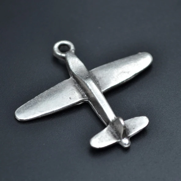 Uçak Kolye Ucu - Antik Gümüş Kaplama - Kod:45
