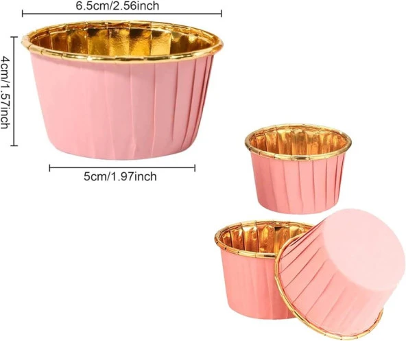 Dolphin Muffin Kağıt Karton Altın Kırmızı Cupcake Kek Kalıbı Kapsülü Kabı - 25 Adetlik 5 Paket - 4