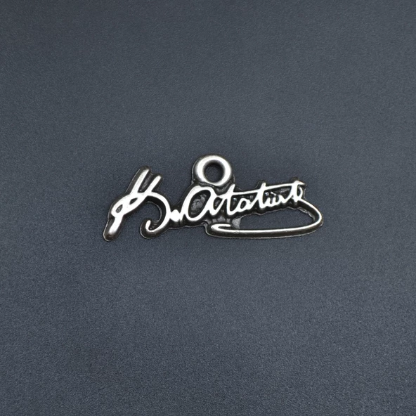 Mustafa Kemal Atatürk İmzalı Kolye Ucu - Antik Gümüş Kaplama - Kod:88 - Resim 2