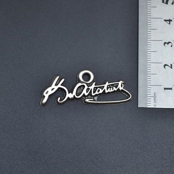 Mustafa Kemal Atatürk İmzalı Kolye Ucu - Antik Gümüş Kaplama - Kod:88 - Resim 3