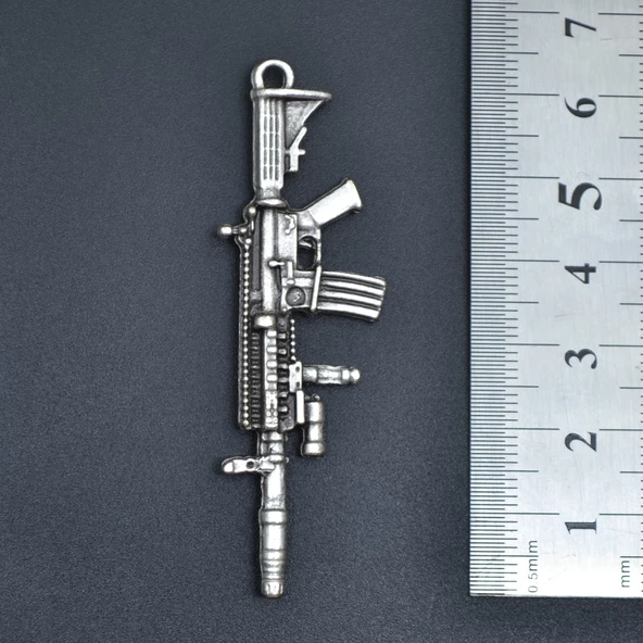 M4 Silah - Pubg Kolye Ucu - Antik Gümüş Kaplama - Kod:162 - Resim 3