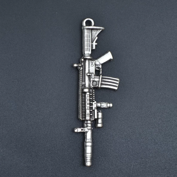 M4 Silah - Pubg Kolye Ucu - Antik Gümüş Kaplama - Kod:162 - Resim 2