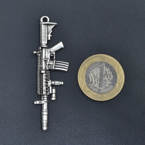 M4 Silah - Pubg Kolye Ucu - Antik Gümüş Kaplama - Kod:162 - Resim 4