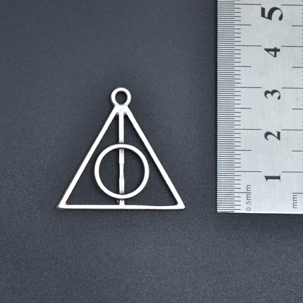 Harry Potter Ölüm Yadigarları Üçgen Kolye Ucu - Antik Gümüş Kaplama - Kod:169 - 3