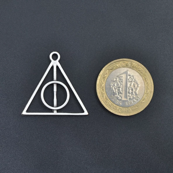 Harry Potter Ölüm Yadigarları Üçgen Kolye Ucu - Antik Gümüş Kaplama - Kod:169 - 4