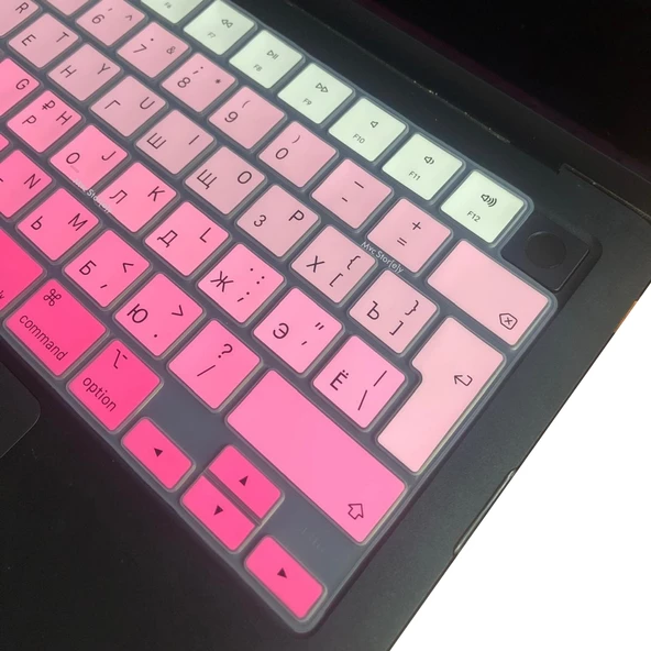 Rusça Klavye Koruyucu UK Macbook Air-Pro Kılıf M1-M2-M3-M4 (2021-2024 Yılı) (TouchID'li) ile Uyumlu Gradient - 4