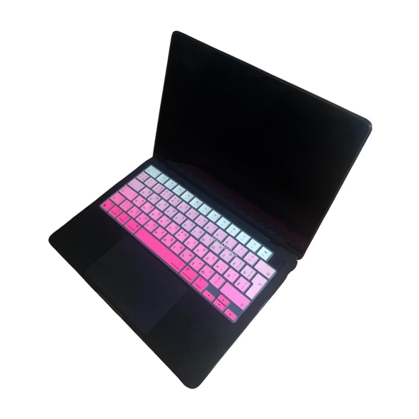 Rusça Klavye Koruyucu UK Macbook Air-Pro Kılıf M1-M2-M3-M4 (2021-2024 Yılı) (TouchID'li) ile Uyumlu Gradient - 7