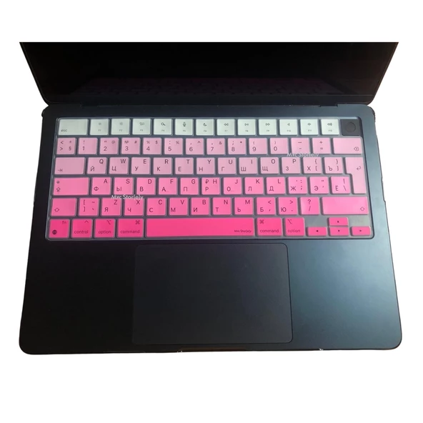 Rusça Klavye Koruyucu UK Macbook Air-Pro Kılıf M1-M2-M3-M4 (2021-2024 Yılı) (TouchID'li) ile Uyumlu Gradient - 5