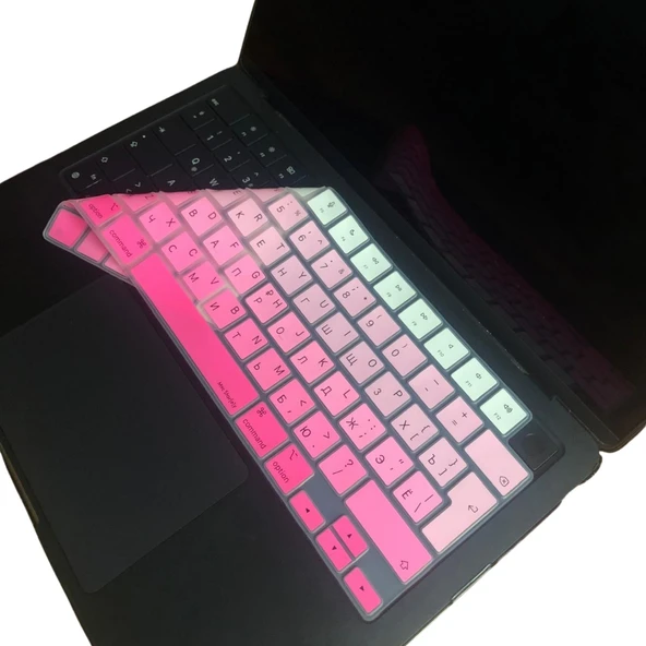 MacBook Air Klavye Koruyucu 13.6-15.3 ve Pro 14-16 Uyumlu Rusça İnce Hafif Silikon Kaplama Gradient Koruyucu ürün görseli 1