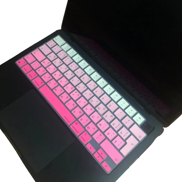 Rusça Klavye Koruyucu UK Macbook Air-Pro Kılıf M1-M2-M3-M4 (2021-2024 Yılı) (TouchID'li) ile Uyumlu Gradient - 3