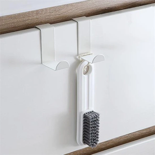 2&apos;Li Kapı Arkası Çekmece Dolap Kapağı Mutfak Banyo Askısı Beyaz Renk Plastik (44DEX34)