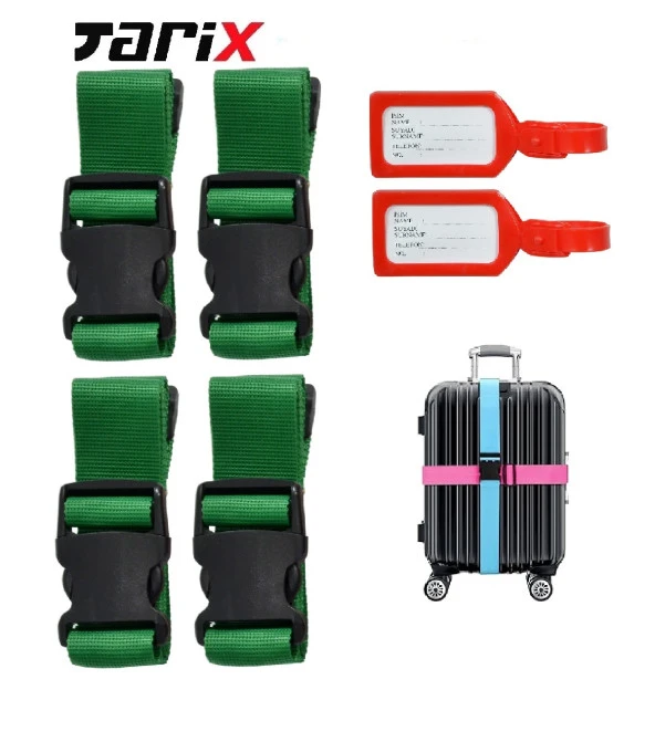 tarix 4 adet Yeşil Valiz kemeri + 2 adet kırmızı valiz etiketi