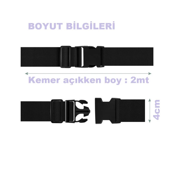 tarix 4 adet Siyah Valiz kemeri + 2 adet kırmızı valiz etiketi - 3