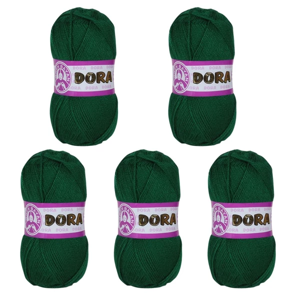 Ören Bayan Dora Örgü İpi - Avcı Yeşili - 5'Li Paket - ( Renk Kodu : 068 ) ürün görseli 1