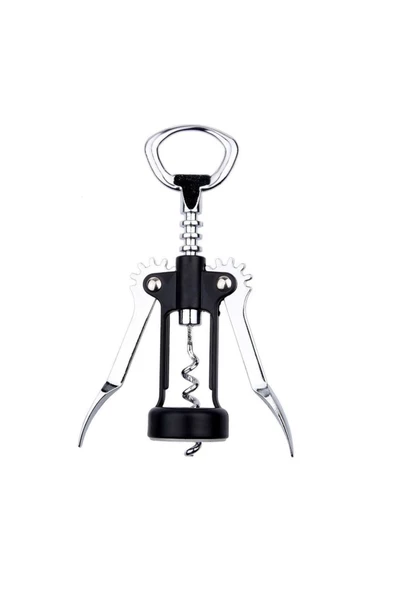 Profesyonel Lüks Ergonomik Tirbüşon - Mantar Kapak Açma Aleti Gümüş Siyah Trbişon - 4
