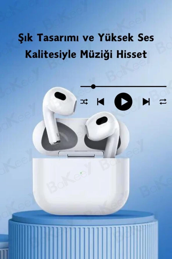 3. Nesil AirPods Kablosuz Kulakiçi Bluetooth Kulaklık Android İos Uyumlu Mikrofonlu 3.Nesil Kulaklık - 4