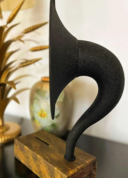 Akustik Gramofon Eskitme Gold Ahşap Gövde / Siyah Metal Başlık - 5