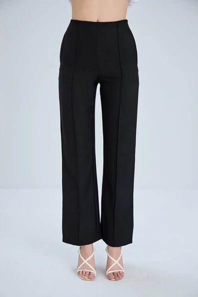 Önü Dikişli Keten Karışımlı Pantolon - 4