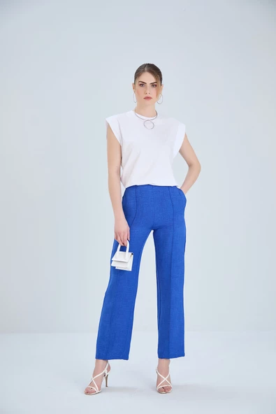 Önü Dikişli Keten Karışımlı Pantolon - 10