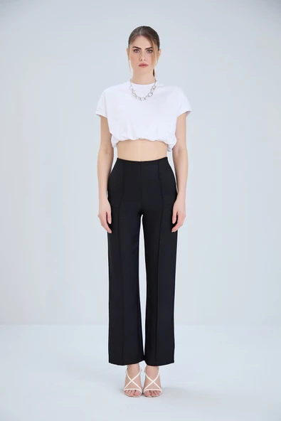 Önü Dikişli Keten Karışımlı Pantolon - 2