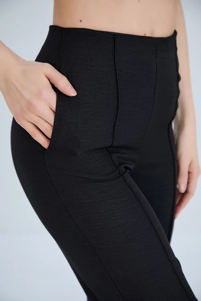 Önü Dikişli Keten Karışımlı Pantolon - 5