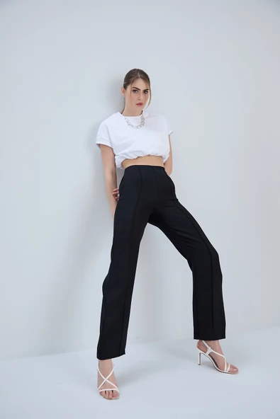 Önü Dikişli Keten Karışımlı Pantolon - 7