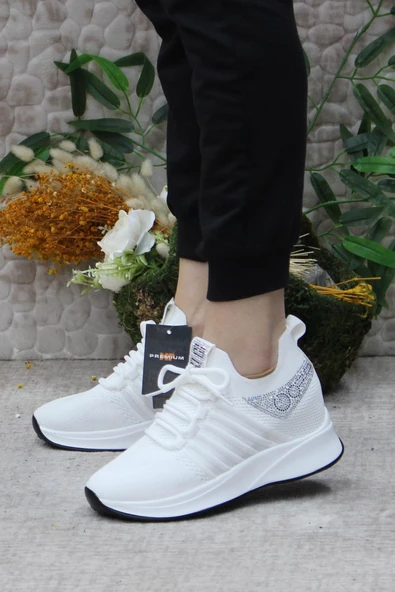 M.P 241-1669 Beyaz Hafif Rahat Dolgu Topuk Kadın Spor Ayakkabı - Resim 3