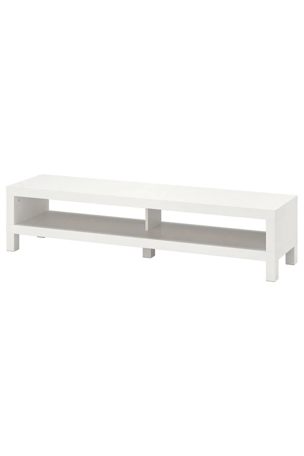 Tv Sehpası Lack 160 cm MeridyenDukkan 2 Raflı Tv Ünitesi, Televizyon Sehpası 160x35x36 cm Beyaz Renk - 2