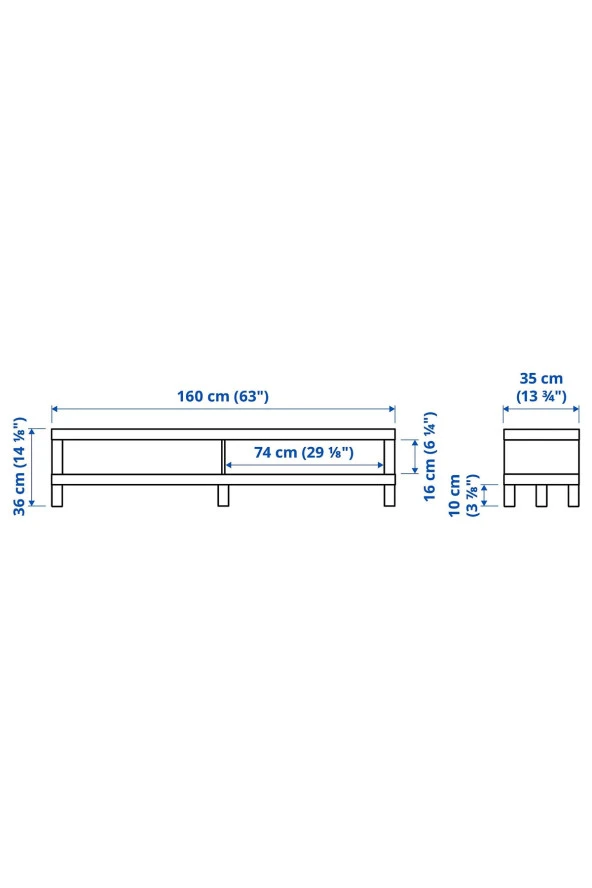 Tv Sehpası Lack 160 cm MeridyenDukkan 2 Raflı Tv Ünitesi, Televizyon Sehpası 160x35x36 cm Venge Renk - 6