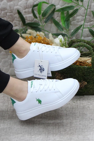 U.S. Polo Assn. Lında Beyaz Yeşil Anatomik Orijinal Ürün Sneaker Kadın Ayakkabı - Resim 5
